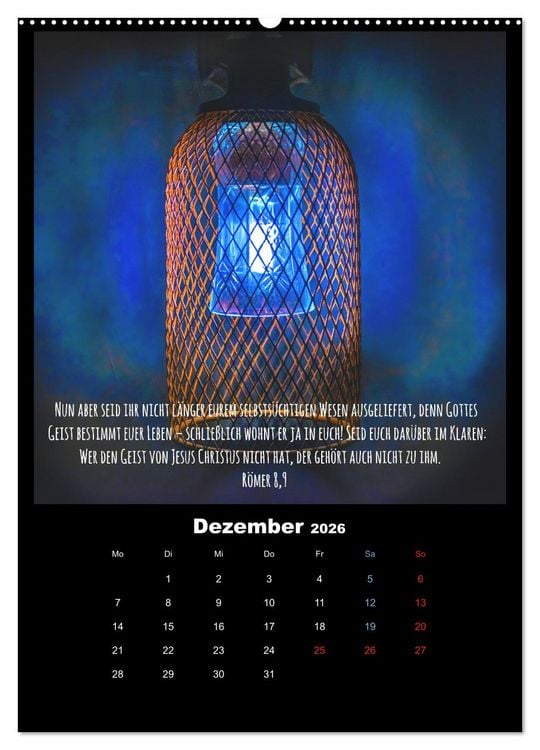 Produktbild: Der Bibelkalender - mit Gottes Wort durchs Jahr (hochwertiger Premium Wandkalender 2026 DIN A2 hoch), Kunstdruck in Hochglanz