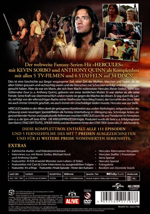 Produktbild: Hercules - The Legendary Journeys - Die komplette Serie (Alle 6 Staffeln + 5 Filme) (Fernsehjuwelen) [34 DVDs]