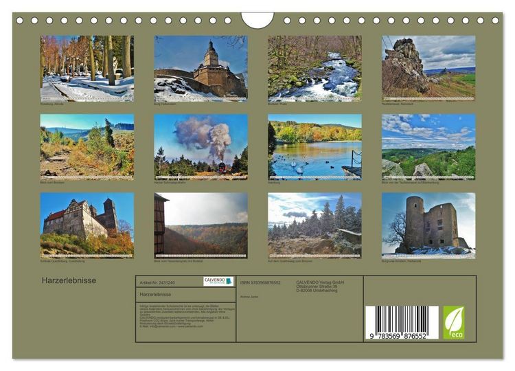 Produktbild: Harzerlebnisse (Wandkalender 2027 DIN A4 quer), CALVENDO Monatskalender