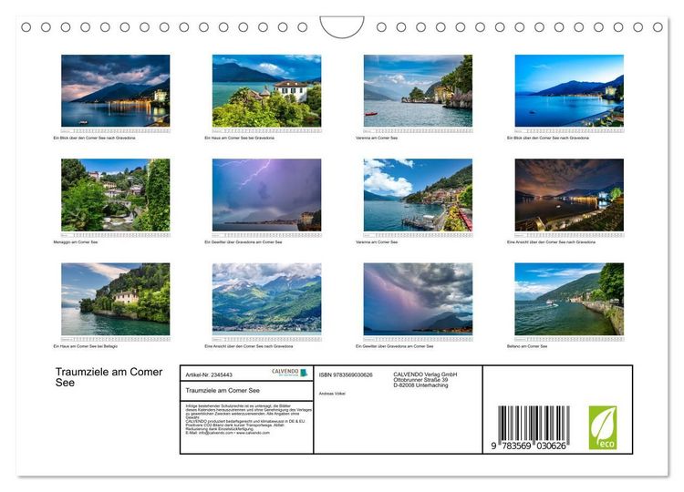 Produktbild: Traumziele am Comer See (Wandkalender 2027 DIN A4 quer), CALVENDO Monatskalender
