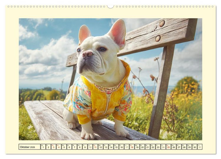 Produktbild: Fledermaus Alarm. Franz&ouml;siche Bulldoggen in der Natur (hochwertiger Premium Wandkalender 2026 DIN A2 quer), Kunstdruck in Hochglanz
