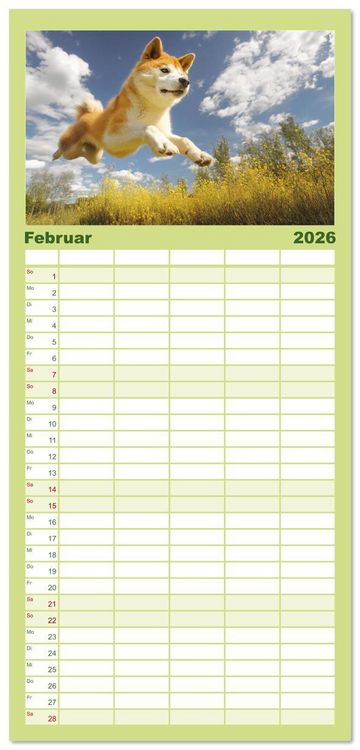 Produktbild: Familienplaner 2026 - Akita Inu in der Natur. Japans edle und sanfte Sch&ouml;nheit mit 5 Spalten (Wandkalender, 21 x 45 cm) CALVENDO