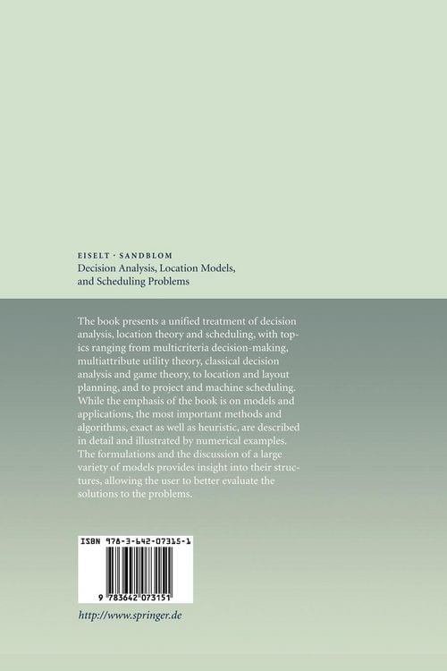 Produktbild: Decision Analysis, Location Models, and Scheduling Problems