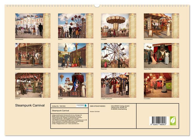 Produktbild: Steampunk Carnival (hochwertiger Premium Wandkalender 2026 DIN A2 quer), Kunstdruck in Hochglanz