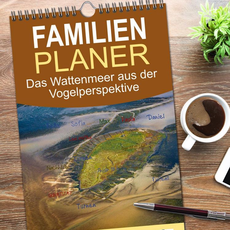 Produktbild: Familienplaner 2026 - Das Wattenmeer aus der Vogelperspektive mit 5 Spalten (Wandkalender, 21 x 45 cm) CALVENDO