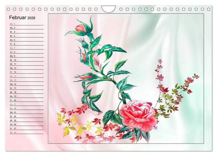 Produktbild: Blumen-Zeichnungen (Wandkalender 2026 DIN A4 quer), CALVENDO Monatskalender