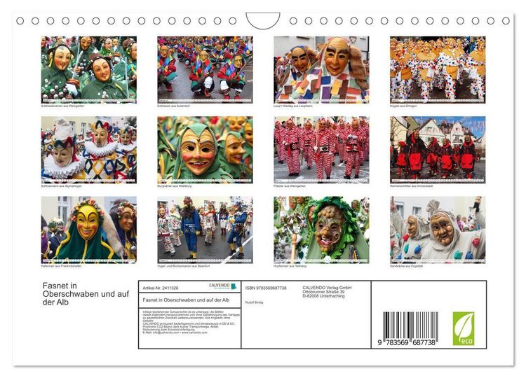 Produktbild: Fasnet in Oberschwaben und auf der Alb (Wandkalender 2027 DIN A4 quer), CALVENDO Monatskalender