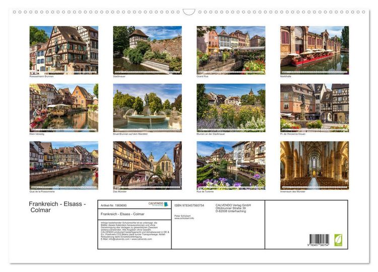 Produktbild: Frankreich - Elsass - Colmar (Wandkalender 2026 DIN A2 quer), CALVENDO Monatskalender