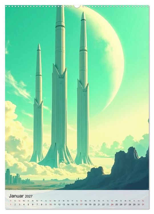 Produktbild: Retro Sci-Fi - Aufbruch zu neuen Grenzen (hochwertiger Premium Wandkalender 2027 DIN A2 hoch), Kunstdruck in Hochglanz