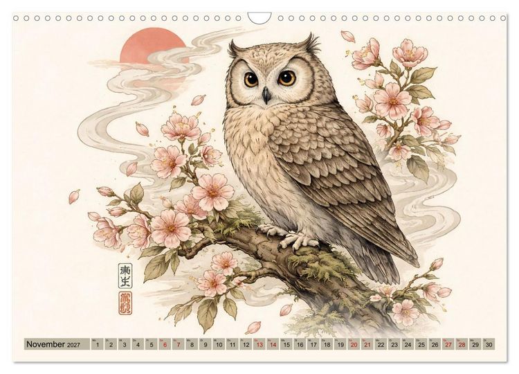 Produktbild: Naturwunder Japan: Faszinierende Vogelarten in traditioneller Kunst (Wandkalender 2027 DIN A3 quer), CALVENDO Monatskalender