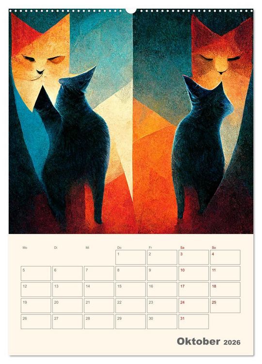Produktbild: Die 7 Leben einer Katze (hochwertiger Premium Wandkalender 2026 DIN A2 hoch), Kunstdruck in Hochglanz