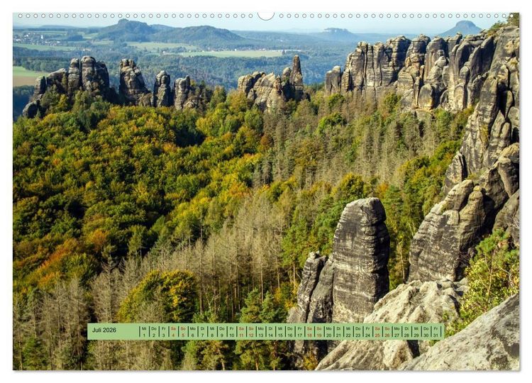 Produktbild: S&auml;chsische Schweiz - Erlebnisse eines Herbsturlaubs (hochwertiger Premium Wandkalender 2026 DIN A2 quer), Kunstdruck in Hochglanz