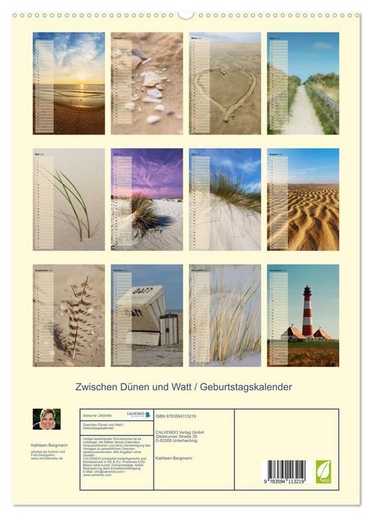 Produktbild: Zwischen D&uuml;nen und Watt / Geburtstagskalender (hochwertiger Premium Wandkalender 2027 DIN A2 hoch), Kunstdruck in Hochglanz