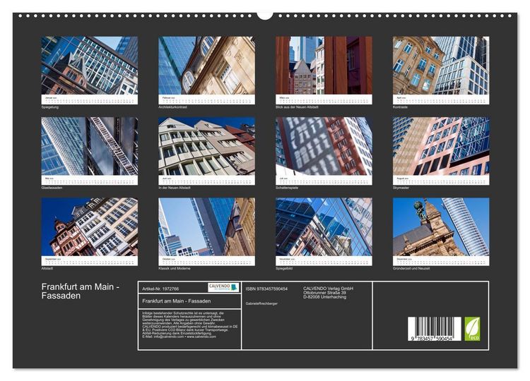 Produktbild: Frankfurt am Main - Fassaden (hochwertiger Premium Wandkalender 2026 DIN A2 quer), Kunstdruck in Hochglanz