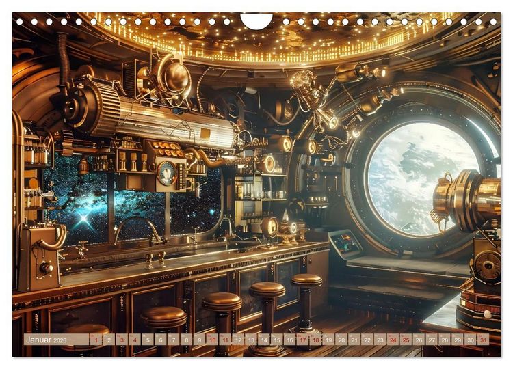 Produktbild: Steampunk im Weltall (Wandkalender 2026 DIN A4 quer), CALVENDO Monatskalender