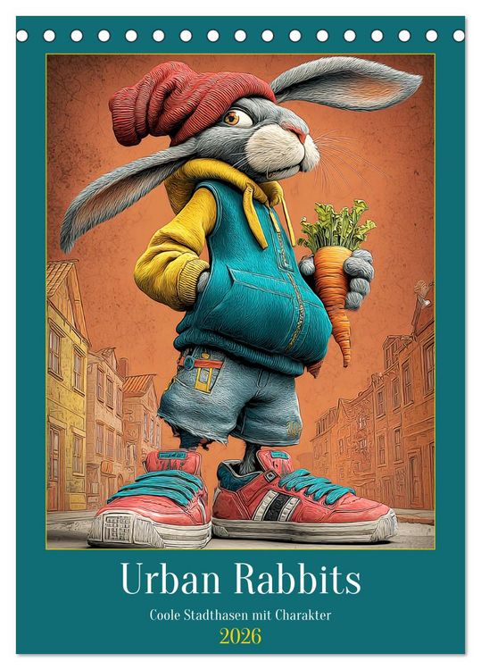 Produktbild: Urban Rabbits. Coole Stadthasen mit Charakter (Tischkalender 2026 DIN A5 hoch), CALVENDO Monatskalender