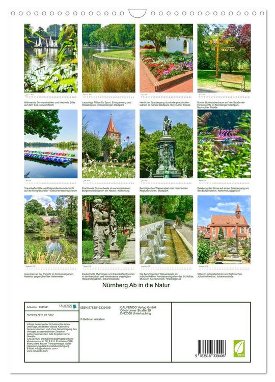 Produktbild: N&uuml;rnberg Ab in die Natur (Wandkalender 2026 DIN A3 hoch), CALVENDO Monatskalender