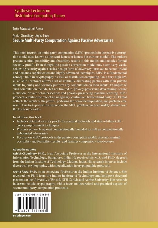 Produktbild: Secure Multi-Party Computation Against Passive Adversaries