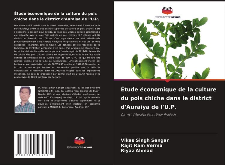 Produktbild: &Eacute;tude &eacute;conomique de la culture du pois chiche dans le district d'Auraiya de l'U.P.