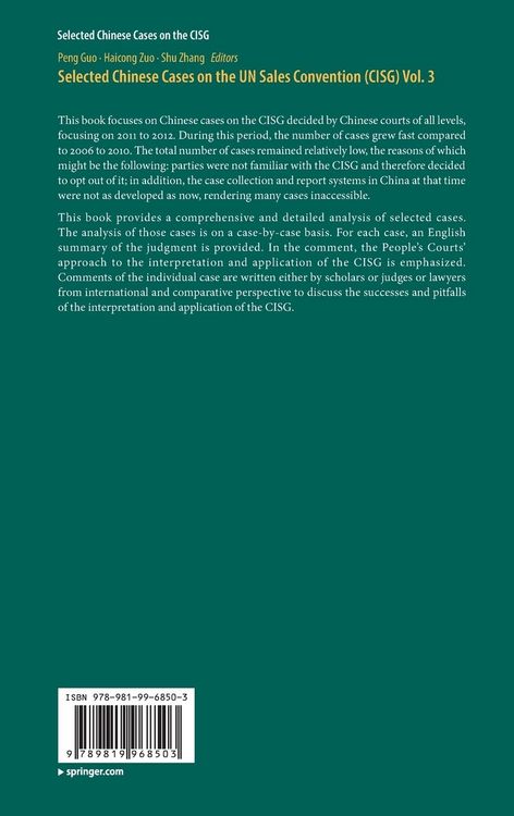 Produktbild: Selected Chinese Cases on the UN Sales Convention (CISG) Vol. 3