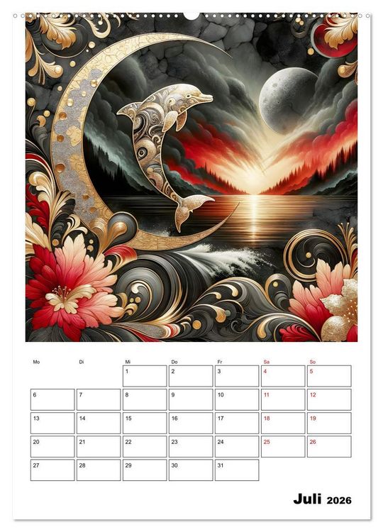 Produktbild: Tierische Mondlichtmagie (Wandkalender 2026 DIN A2 hoch), CALVENDO Monatskalender