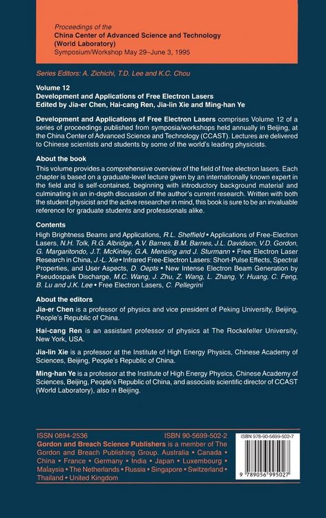 Produktbild: Development and Applications of Free Electron Lasers