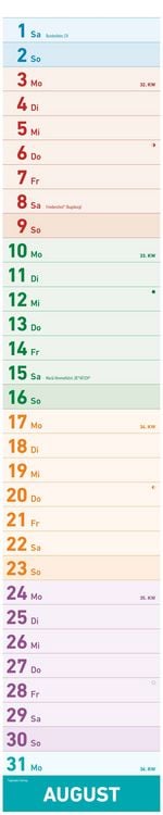 Produktbild: Megaplaner XXL 2026 - Streifen-Kalender 18x86 cm - mit Ferienterminen - viel Platz für Notizen - Wandplaner - Küchenkalender - Alpha Edition