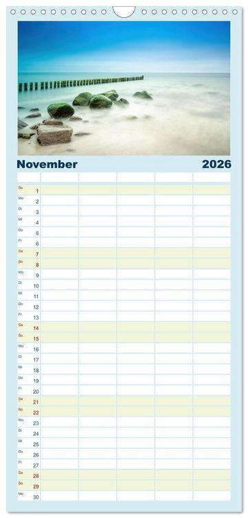 Produktbild: Familienplaner 2026 - Farben der Ostsee mit 5 Spalten (Wandkalender, 21 x 45 cm) CALVENDO