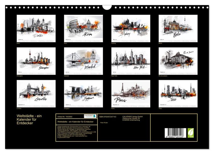 Produktbild: Weltst&auml;dte - ein Kalender f&uuml;r Entdecker (Wandkalender 2026 DIN A3 quer), CALVENDO Monatskalender