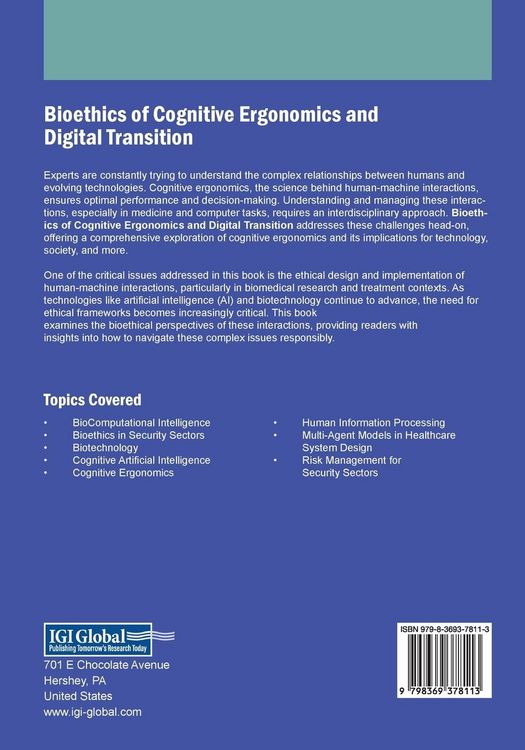 Produktbild: Bioethics of Cognitive Ergonomics and Digital Transition