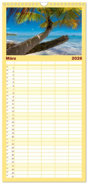 Produktbild: Familienplaner 2026 - Karibik Traum Isla Saona mit 5 Spalten (Wandkalender, 21 x 45 cm) CALVENDO