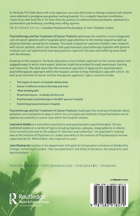 Produktbild: Psychotherapy and the Treatment of Cancer Patients