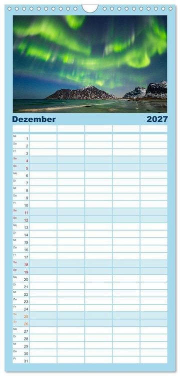 Produktbild: Familienplaner 2027 - Licht des Nordens - LOFOTEN mit 5 Spalten (Wandkalender, 21 x 45 cm) CALVENDO