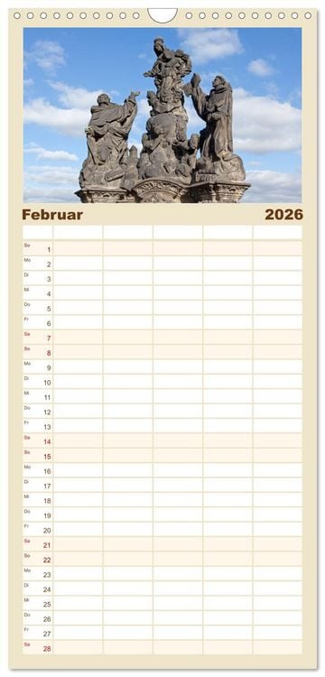Produktbild: Familienplaner 2026 - Goldenes Prag mit 5 Spalten (Wandkalender, 21 x 45 cm) CALVENDO
