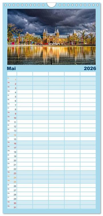 Produktbild: Familienplaner 2026 - Die 12 meistbesuchten St&auml;dte in Europa mit 5 Spalten (Wandkalender, 21 x 45 cm) CALVENDO