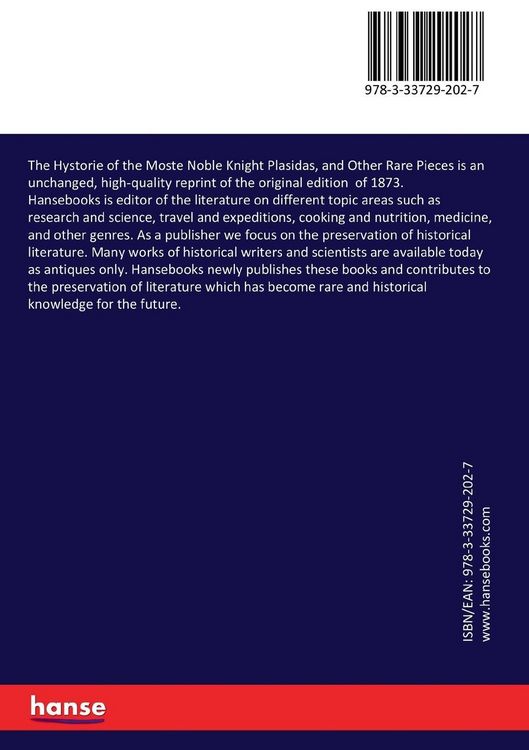 Produktbild: The Hystorie of the Moste Noble Knight Plasidas, and Other Rare Pieces