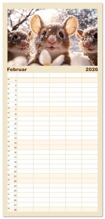Produktbild: Familienplaner 2026 - Augen wie Kn&ouml;pfe mit 5 Spalten (Wandkalender, 21 x 45 cm) CALVENDO