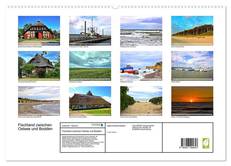 Produktbild: Fischland zwischen Ostsee und Bodden (hochwertiger Premium Wandkalender 2026 DIN A2 quer), Kunstdruck in Hochglanz