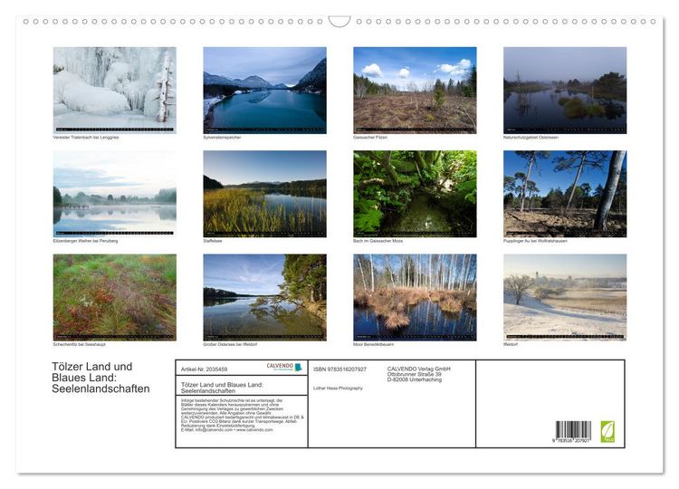 Produktbild: T&ouml;lzer Land und Blaues Land: Seelenlandschaften (Wandkalender 2026 DIN A2 quer), CALVENDO Monatskalender