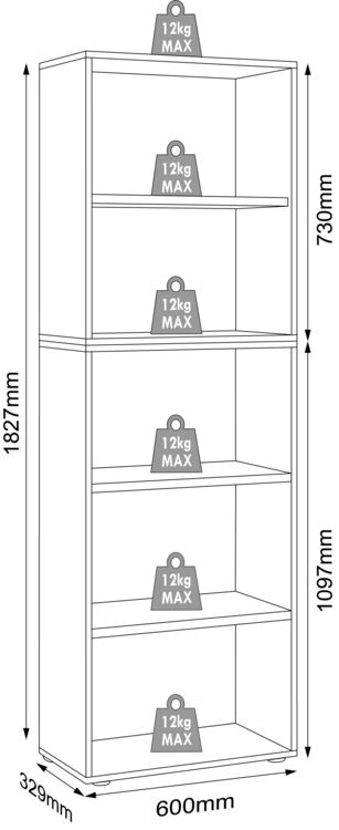 Produktbild: Holz B&uuml;ro Regal B&uuml;cher Ordner Salia 5fach B. 60 cm