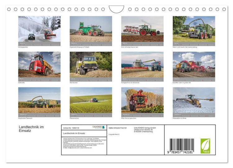 Produktbild: Landtechnik im Einsatz (Wandkalender 2026 DIN A4 quer), CALVENDO Monatskalender