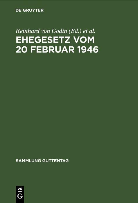 Produktbild: Ehegesetz vom 20 Februar 1946