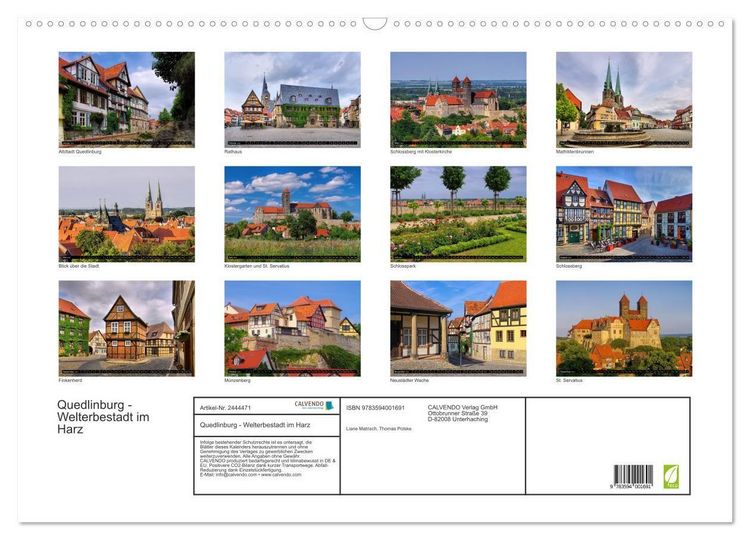 Produktbild: Quedlinburg - Welterbestadt im Harz (Wandkalender 2027 DIN A2 quer), CALVENDO Monatskalender