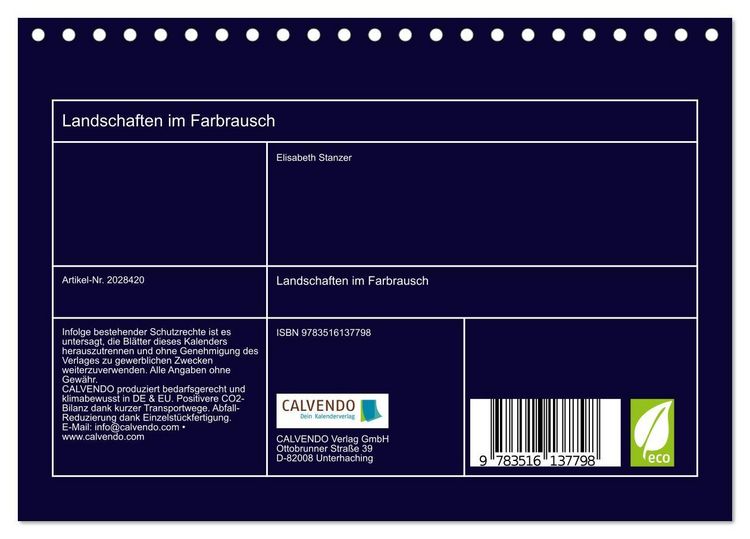 Produktbild: Landschaften im Farbrausch (Tischkalender 2026 DIN A5 quer), CALVENDO Monatskalender