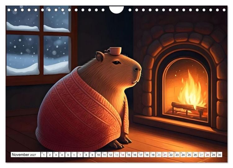 Produktbild: Capybara Carlo und die vier Jahreszeiten (Wandkalender 2027 DIN A4 quer), CALVENDO Monatskalender