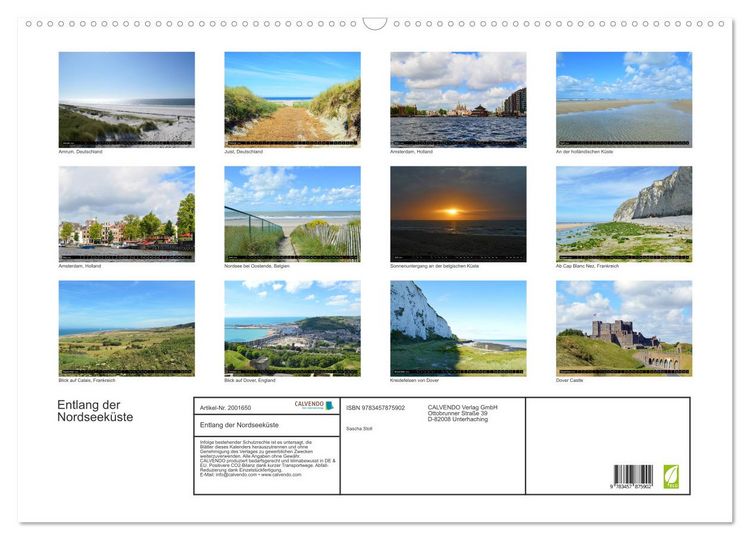 Produktbild: Entlang der Nordseek&uuml;ste (Wandkalender 2026 DIN A2 quer), CALVENDO Monatskalender