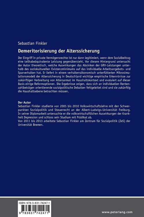 Produktbild: Demeritorisierung der Alterssicherung