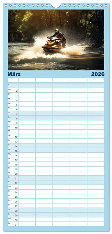 Produktbild: Familienplaner 2026 - Jetski Power mit 5 Spalten (Wandkalender, 21 x 45 cm) CALVENDO