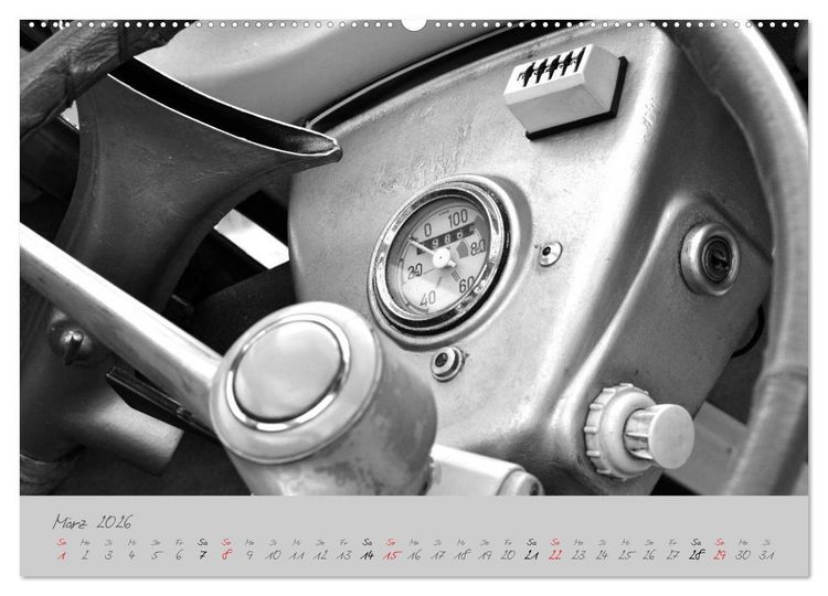 Produktbild: BMW Isetta 300 in schwarzwei&szlig; (hochwertiger Premium Wandkalender 2026 DIN A2 quer), Kunstdruck in Hochglanz