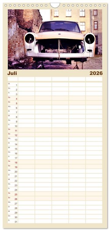Produktbild: Familienplaner 2026 - Trabi-Land DDR mit 5 Spalten (Wandkalender, 21 x 45 cm) CALVENDO
